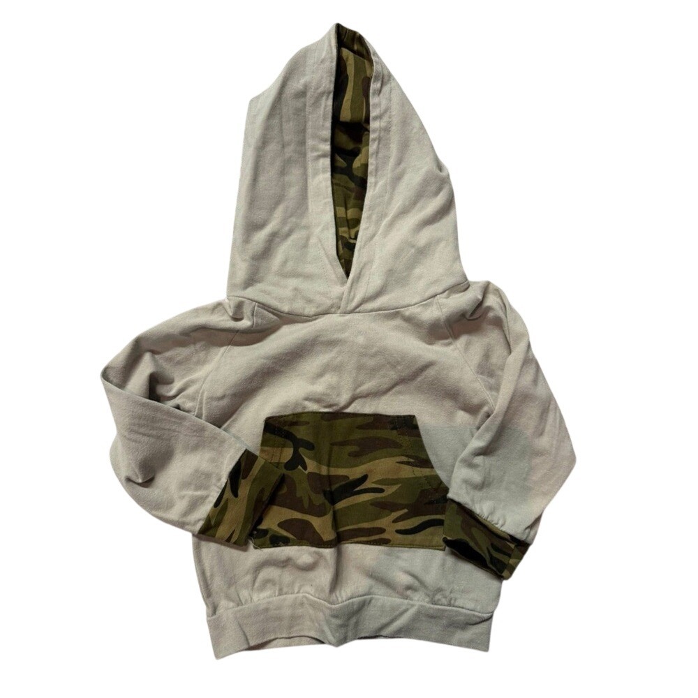 Kids Camo Pocket Hoodie - Gray and Green